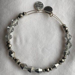 Alex and Ani silver bead and clear crystal bangle